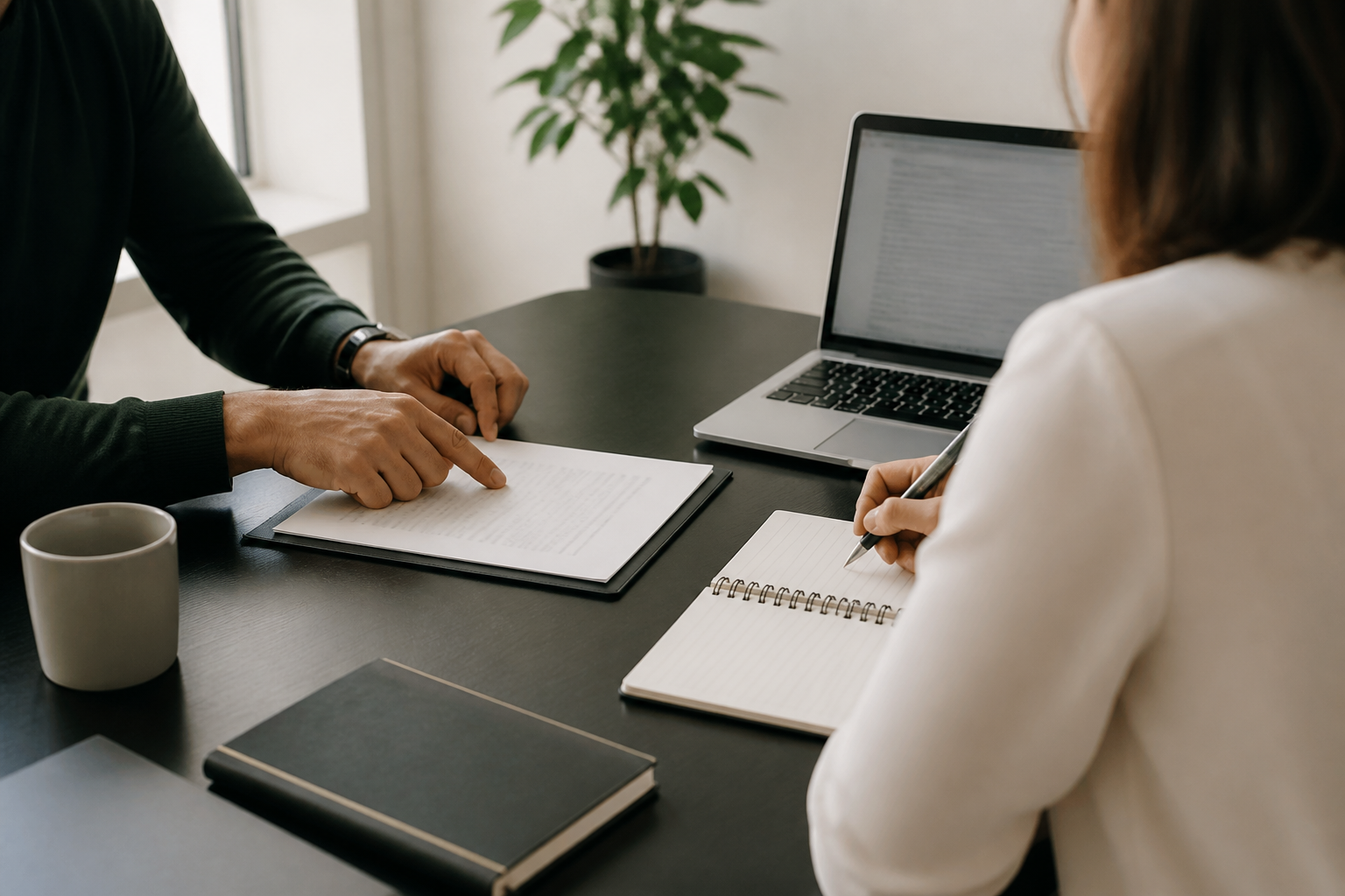 Consultation confidentielle en droit du travail, sans visage reconnaissable