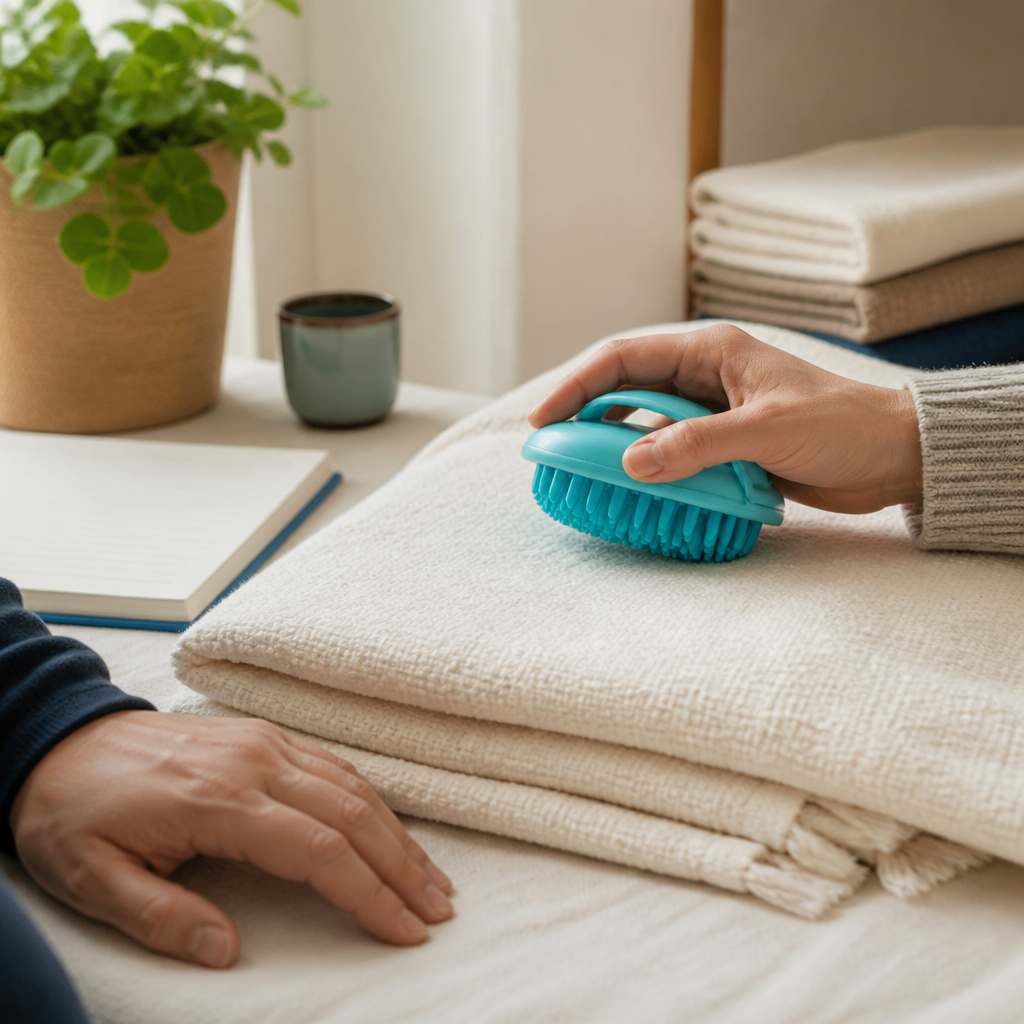 Cadre calme préparé pour un massage sensoriel d'enfant, avec présence parentale