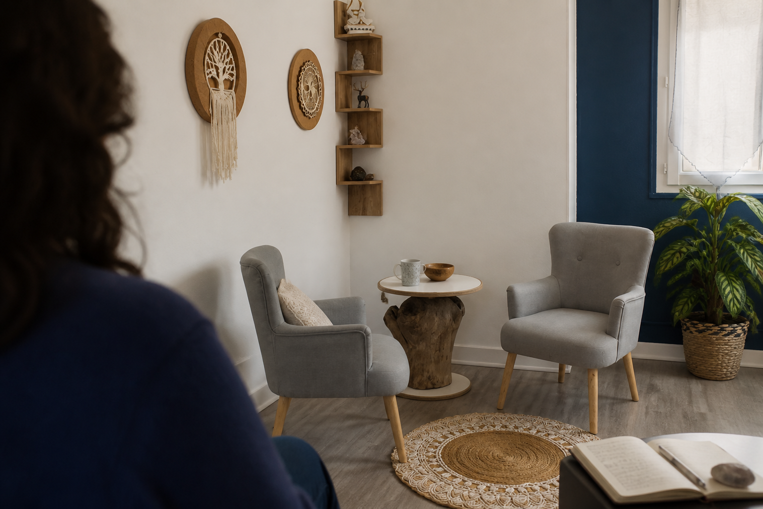 Intérieur apaisé, évocation du nettoyage énergétique de lieu