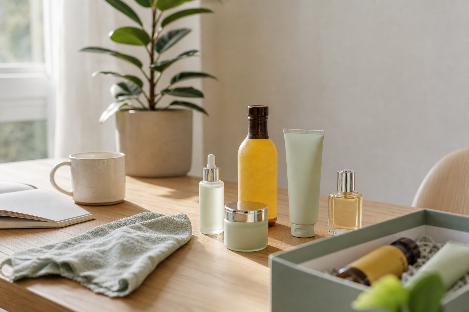 Routine bien-être Forever Living : crème, sérum, solution buvable et parfum